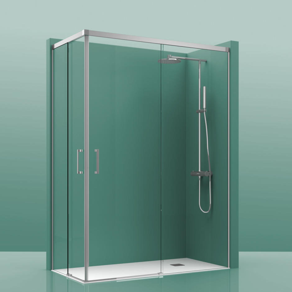 cosmos 300 Mampara De Ducha Angular 2 Cristales Fijos + 2 Cristales Puertas. Cosmos 300 - Imagen 1
