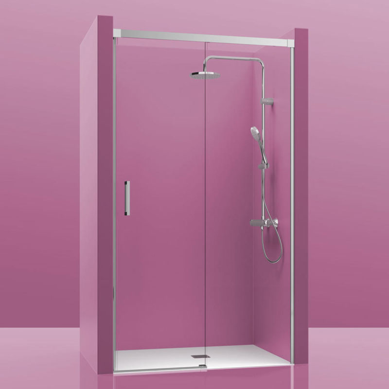 luxury100 Mampara De Ducha Frontal 1 Cristal Fijo + 1 Cristal Puerta. Luxury 100 - Imagen 1