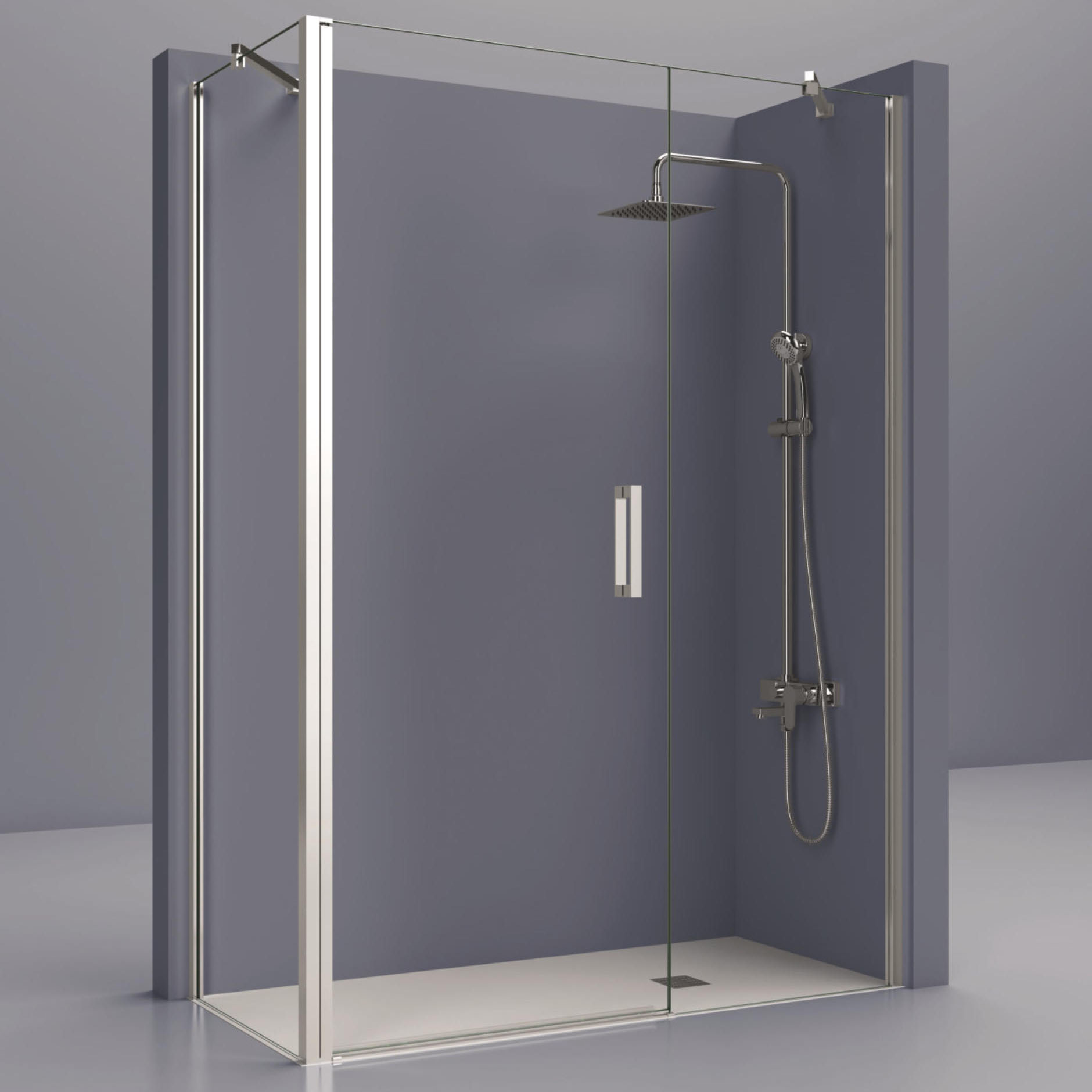 MAMPARA PADEL400CB Mampara De Ducha Abatible + Fijo Frontal Padel 400CB - Imagen 1