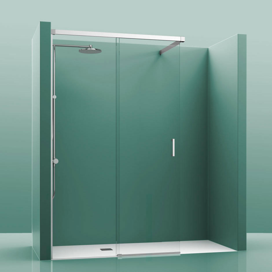 cosmos700mampara Mampara de ducha Frontal. 1 Cristal Fijo + 1 Cristal Puerta. Cosmos 700 - Imagen 1