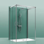 Mampara Angular . 3 Cristales Fijos + 2 Cristales Puertas. Cosmos 800