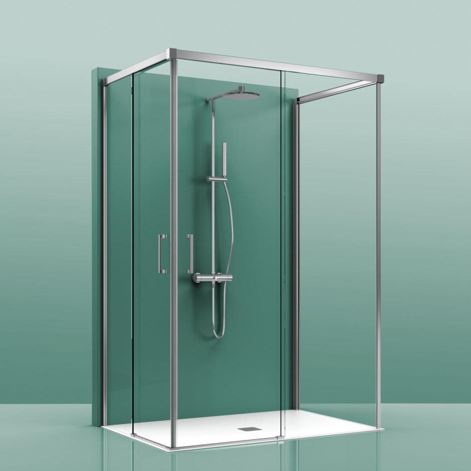 cosmos800mampara Mampara Angular . 3 Cristales Fijos + 2 Cristales Puertas. Cosmos 800 - Imagen 1