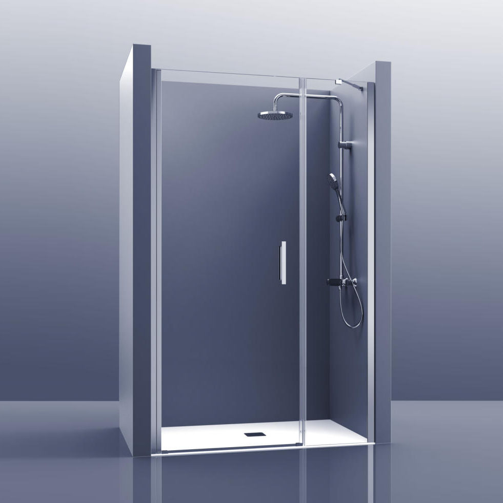 mampara-madrid Mampara Frontal 1 Cristal con Puertas + 1 Cristal Fijo. Padel 100A - Imagen 1