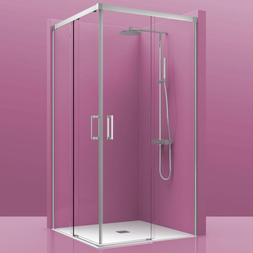 mampara_barata Mampara De Ducha Angular 2 Cristales Fijos + 2 Cristales Puertas. Luxury 300 - Imagen 1