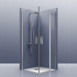 Mampara De Ducha Angular. 2 Cristales Puertas + 1 Cristal Fijo. Padel 300AB