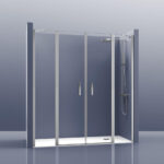 Mampara Frontal 2 Cristales con Puertas + 2 Cristales Fijo. Padel 200B