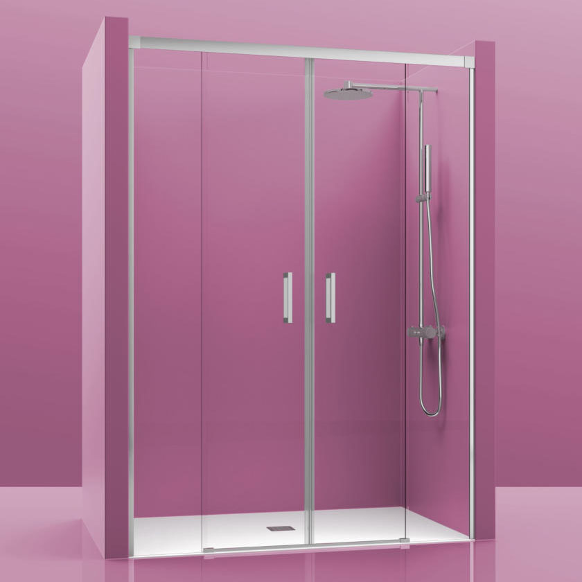 mampara_lu Mampara De Ducha Frontal 2 Cristales Fijos + 2 Cristales Puertas. Luxury 200 - Imagen 1