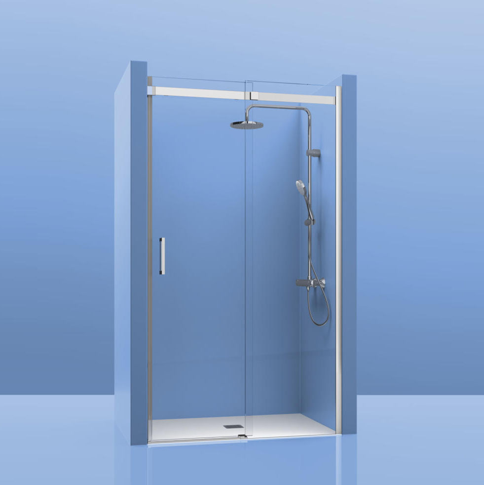 mampara_puertas Mampara De Ducha frontal 1 Cristal Fijo + 1 Cristal Puerta. Elegant 100 - Imagen 1