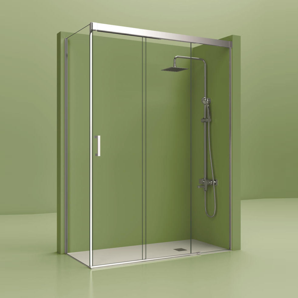 mampara_puertayfijo Mampara De Ducha Fijo Lateral. Trébol 400 - Imagen 1
