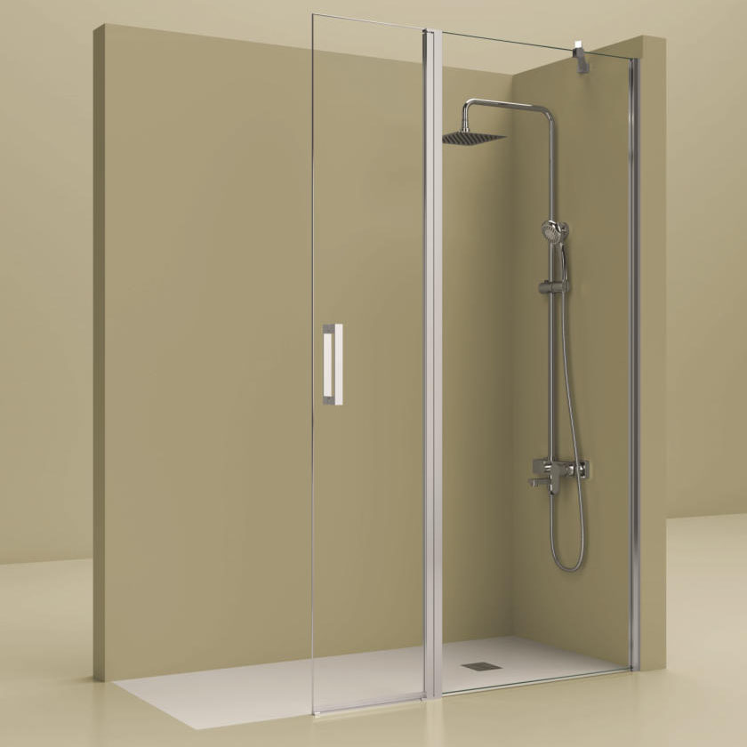 mamparamadrid Mampara De Ducha frontal 1 Cristal Fijo + 1 Puerta Abatible. VOS 200 - Imagen 1