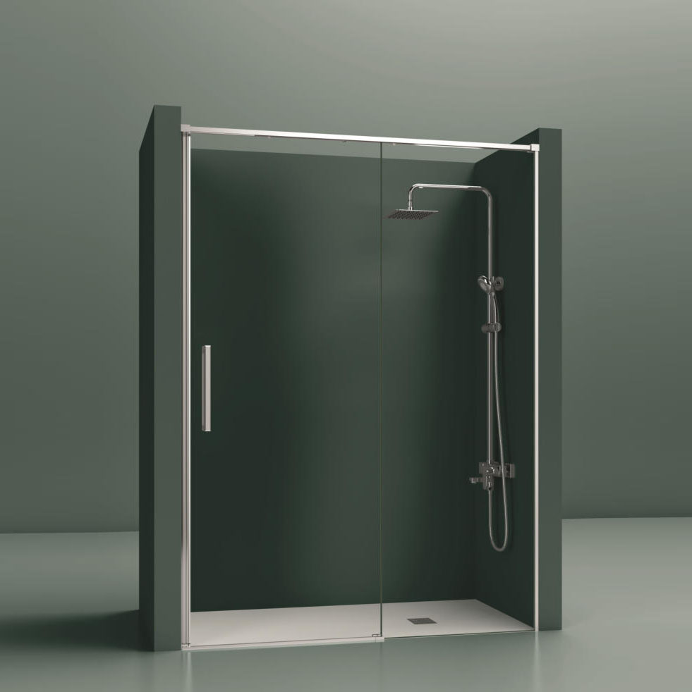 slim100 Mampara Frontal 1 Cristal Fijo + 1 Cristal puerta. Slim 100 - Imagen 1