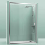 Mampara Fuerteventura Frontal Plata 1 Fijo + 1 Puerta