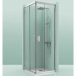 Mampara Fuerteventura Angular Plata 2 Fijos + 2 Puertas