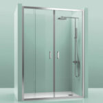 Mampara Fuerteventura Frontal Plata 2 Fijos + 2 Puertas