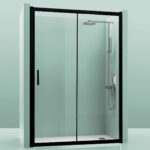 Mampara Fuerteventura Frontal Negra 1 Fijo+1 Puerta