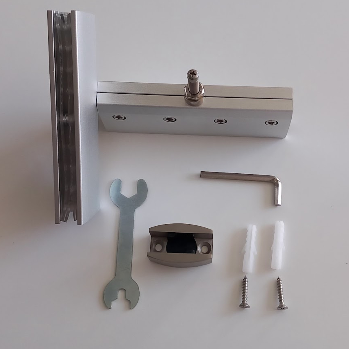 juego pinzas para vidrio 8-10mm Juego Pinzas Aluminio Plata + Guiador Inox - Imagen 1