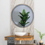 Espejo de Baño Led Redondo Antivaho. Modelo Neptuno Marco Acero Oro - Imagen 2