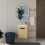 Espejo de Baño Led / Antivaho Oval. Modelo Venus Canto Blanco y Marco Negro