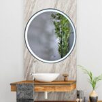 Espejo de Baño Led Redondo Antivaho. Modelo Neptuno Marco Acero Negro