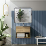 Espejo de Baño Led / Antivaho Rectangular. Modelo Jupiter Canto Blanco y Marco Aluminio Negro