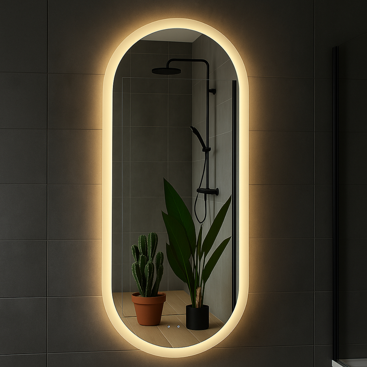venus 50x140 Espejo de Baño Led / Antivaho. Modelo Venus 50x140 Led Ambiente Oval - Imagen 1
