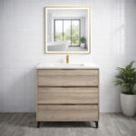 Mueble De Baño Celeste 3 Cajones Con Patas - Imagen 2